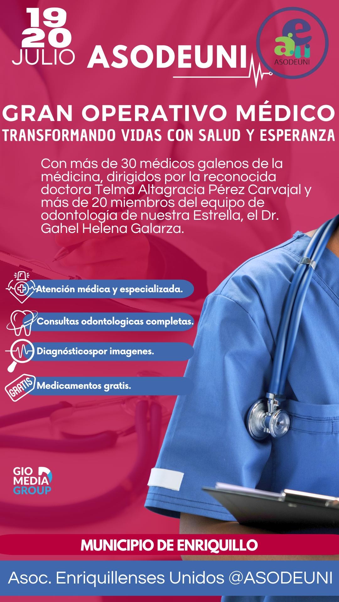 Ayuntamiento de Enriquillo y ASODEUNI lideran el operativo de salud más grande del año en la región